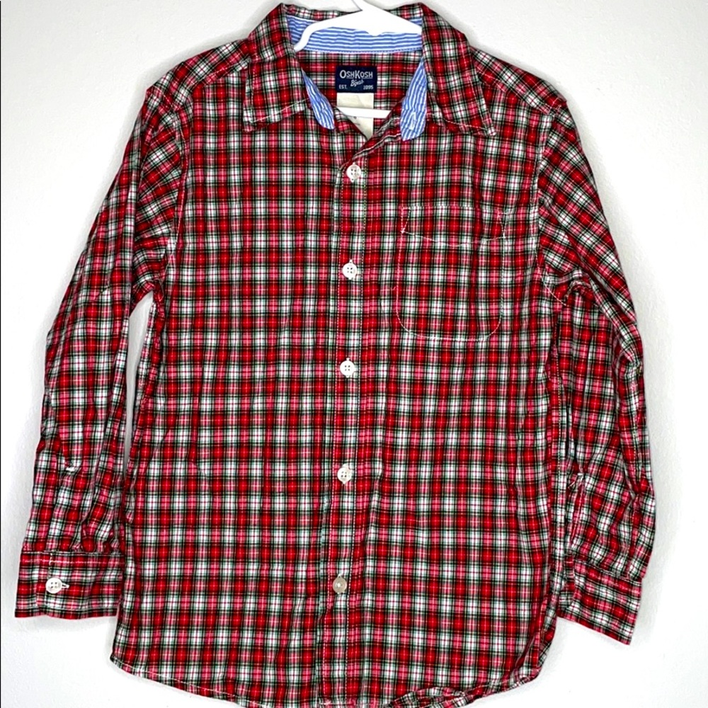 Boys Osh Kosh Plaid Button Down Size 6